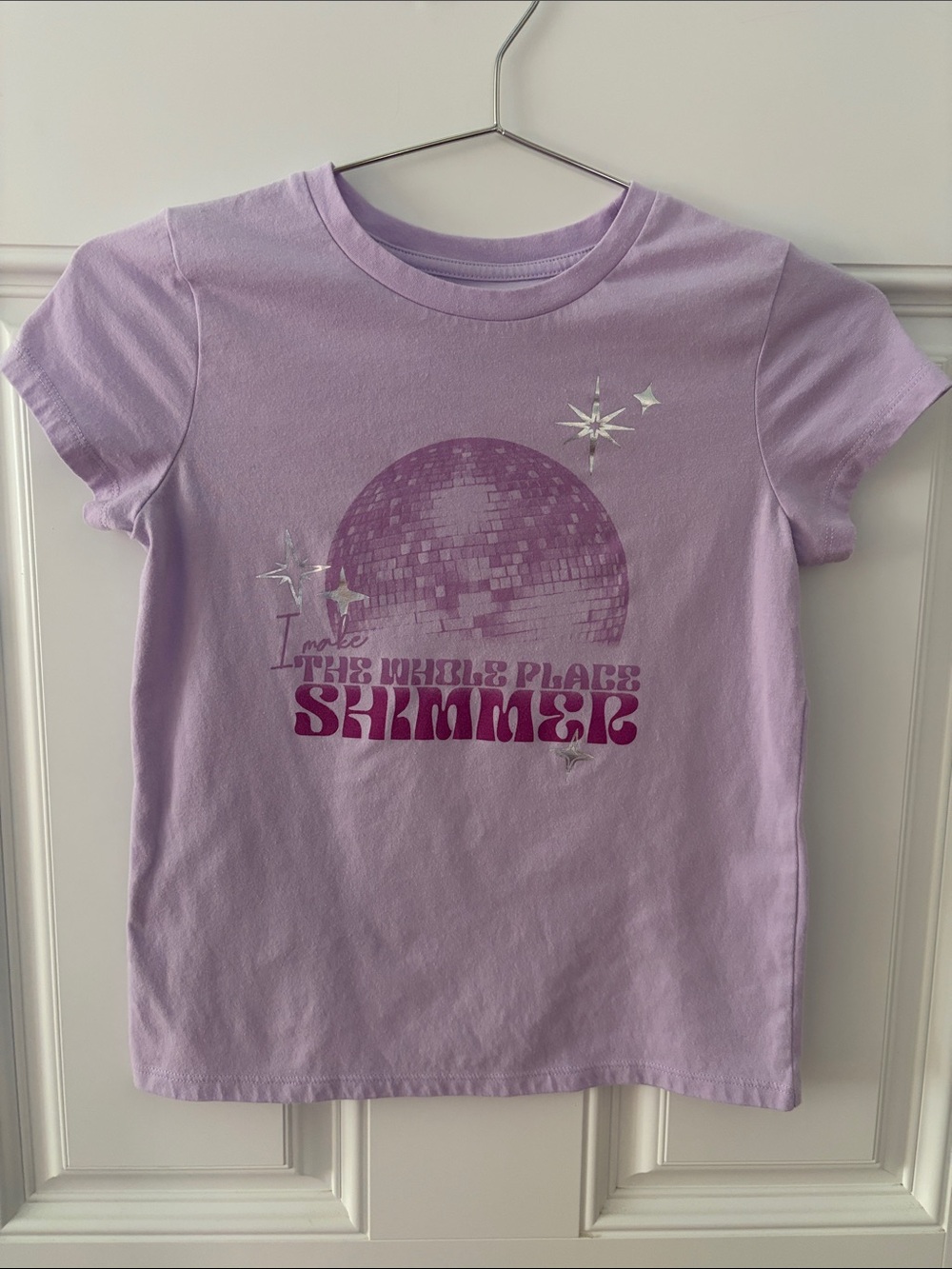 Girls' Lavender Graphic Short-Sleeve Tee - Shimmer Disco Print